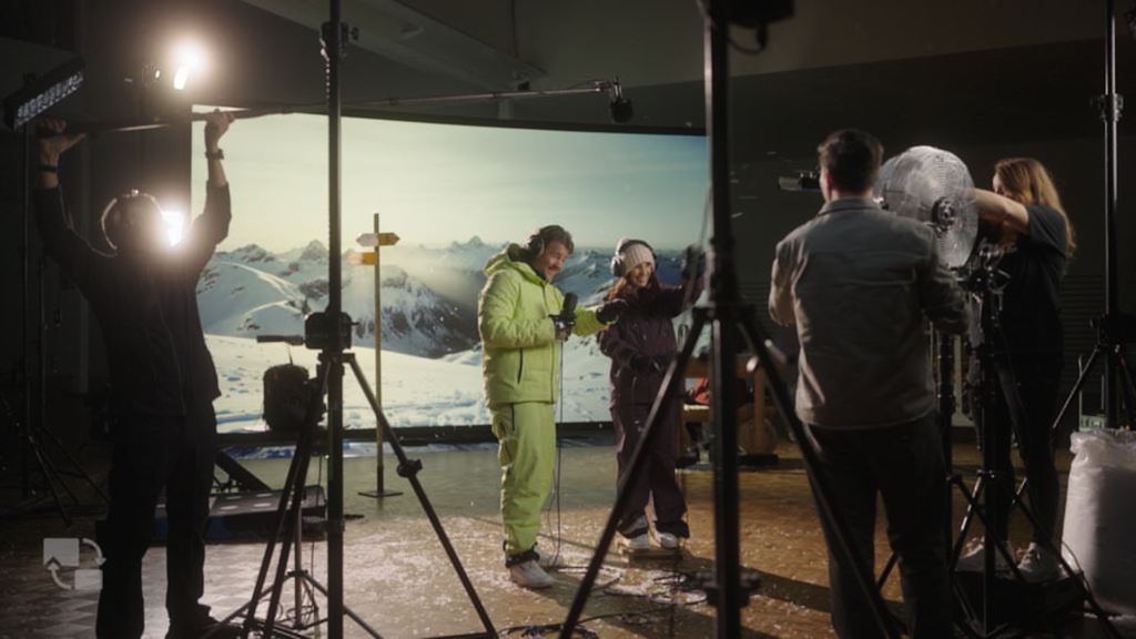 behind the scenes Podcast am Pistenrand dreh